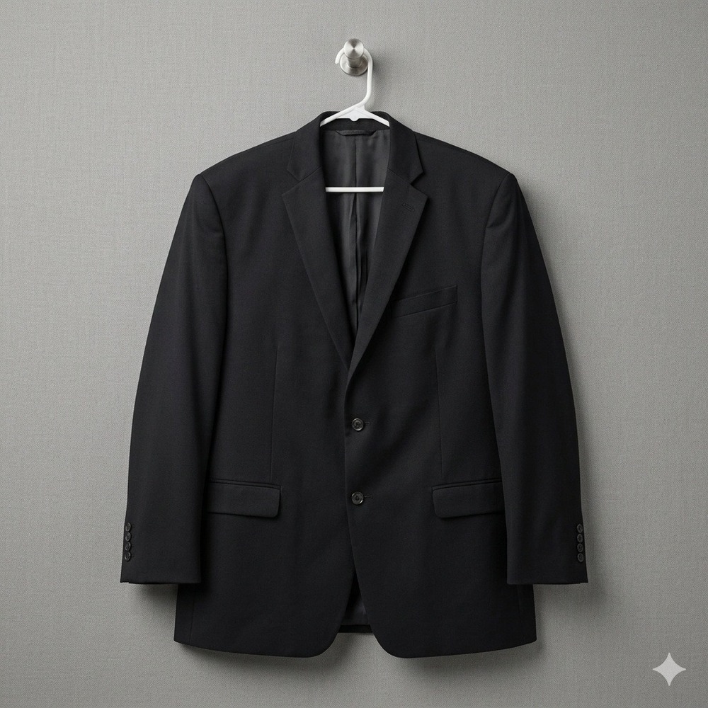 Lauren Ralph Lauren Mens Black Two Button Blazer Suit Jacket Made in Canada